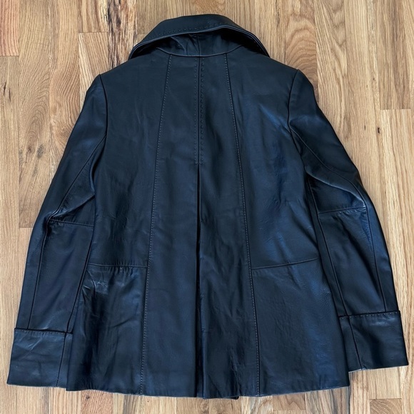 VTG Y2K Jones New York Black Soft Leather Blazer Jacket Petite XS - Picture 4 of 6